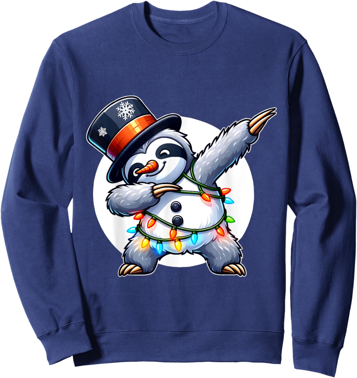 Dabbing Sloth Snowman Costume Christmas Sweatshirt - Sweatshirt | Navy