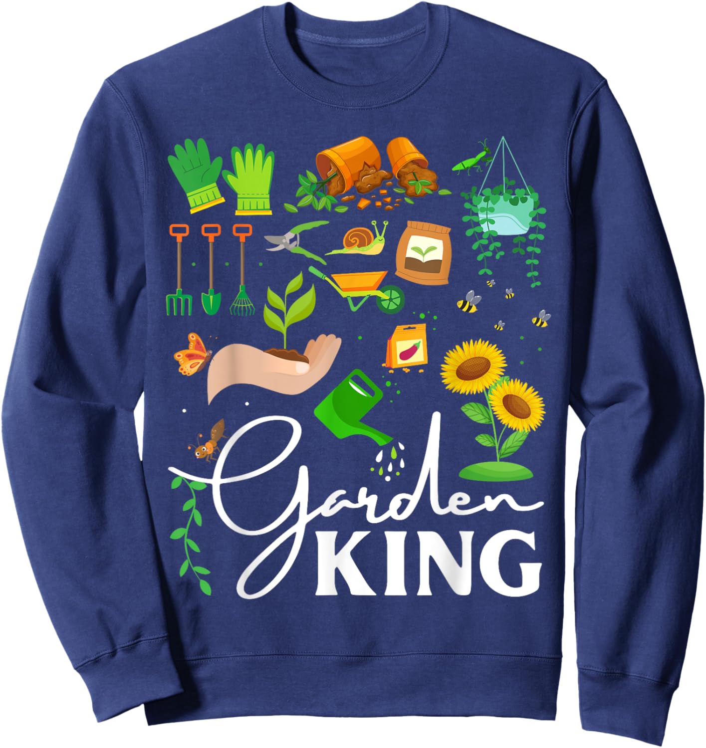 Garden King Funny Gardening Lovers Vegetable Gifts Sweatshirt - Sweatshirt | Navy