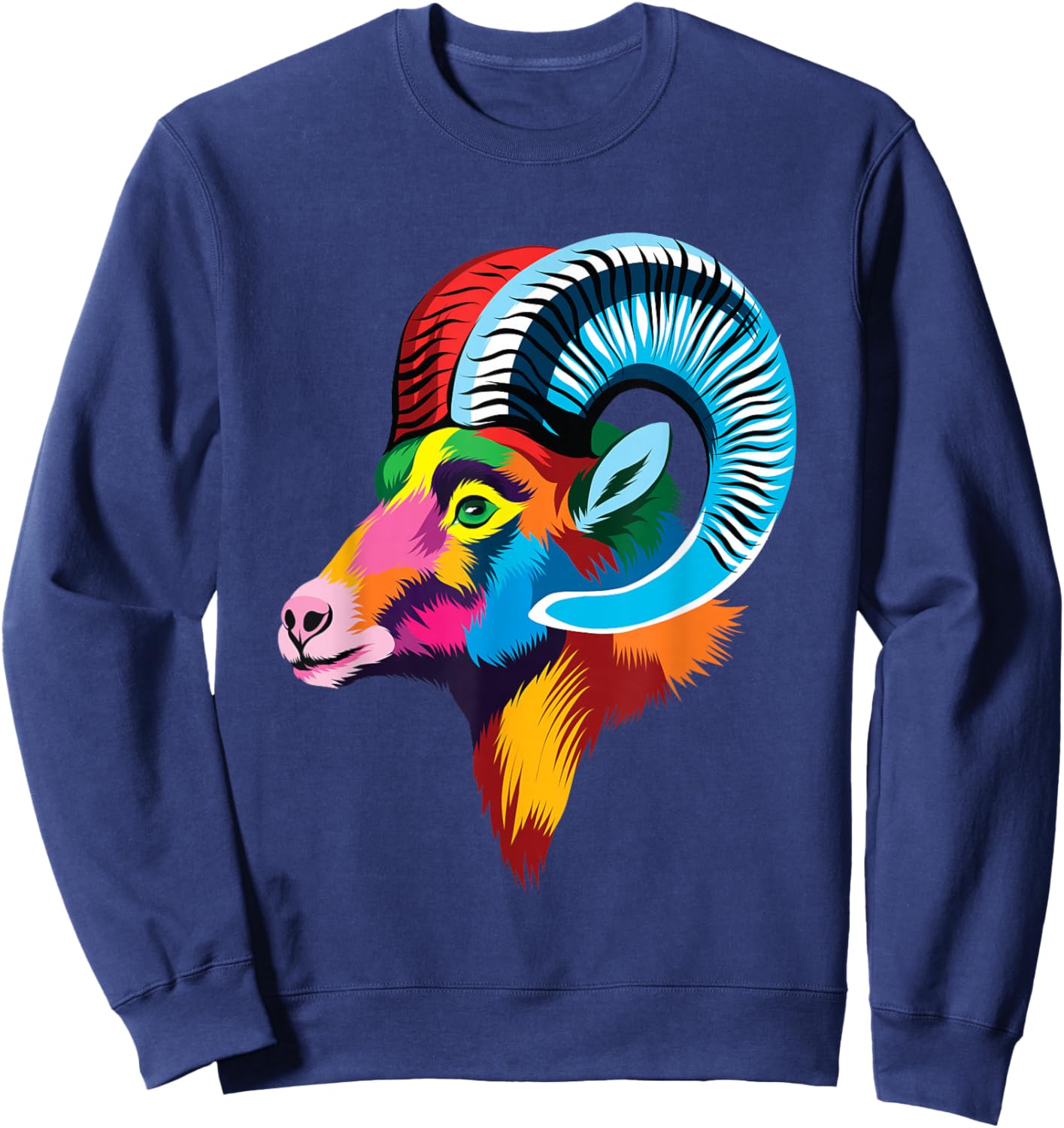 colorful bighorn sheep ram head for lovers Big Horn Mountain Sweatshirt - Sweatshirt | Navy