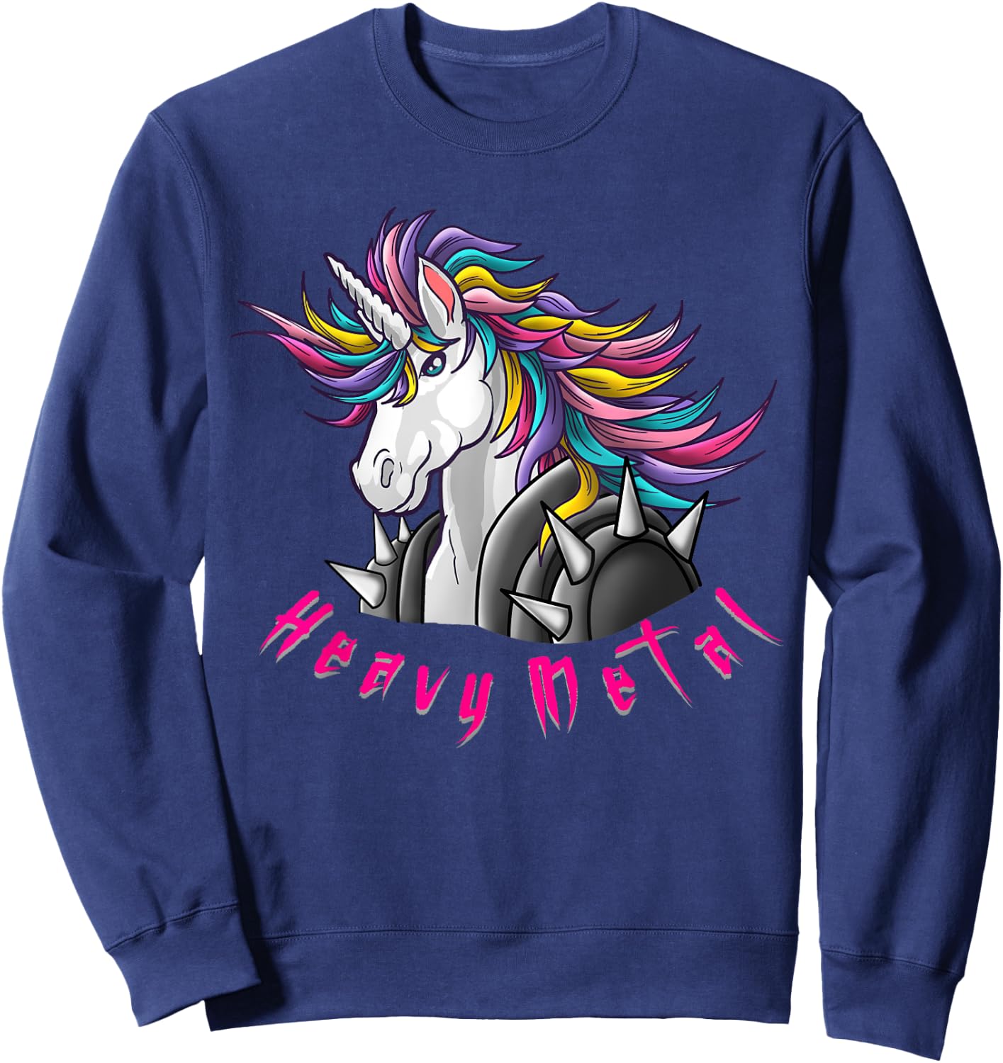 Unicorn Funny Heavy Metal Design Woman Kids Girls Sweatshirt - Sweatshirt | Navy