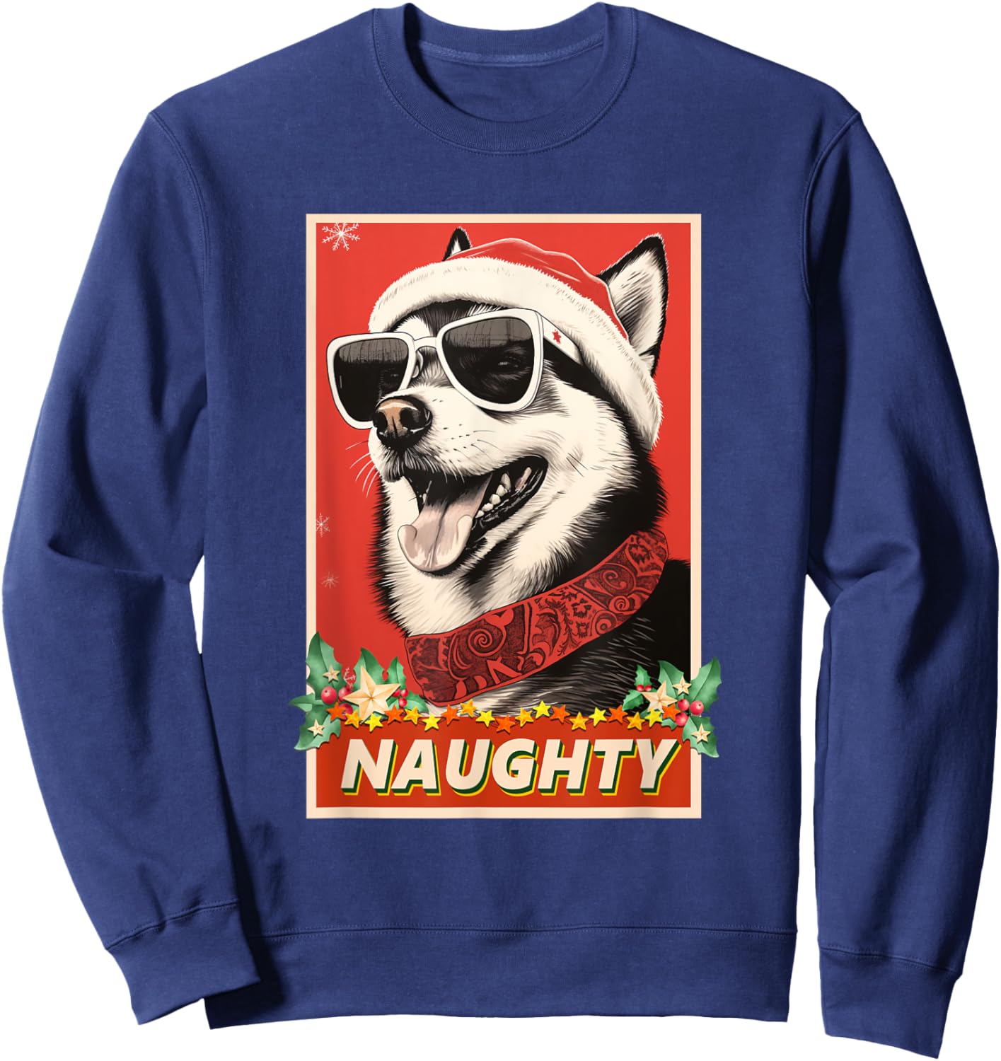 Funny Alaskan Klee Kai Christmas Naughty Sweatshirt - Sweatshirt | Navy