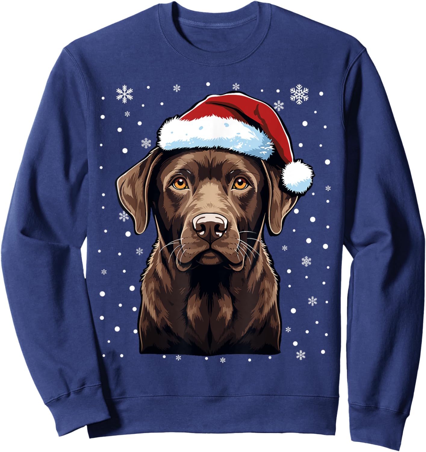 Chocolate Labrador Dog Christmas Santa Hat Xmas Pajama Sweatshirt - Sweatshirt | Navy