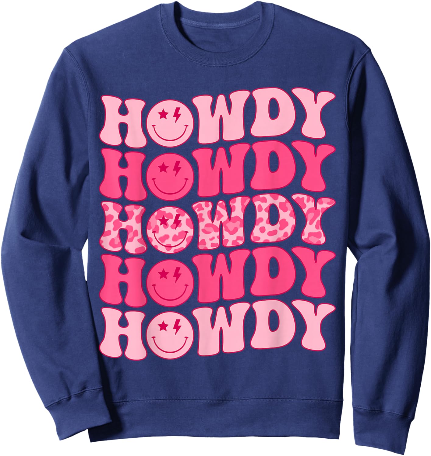 Groovy Howdy Western Girl Country Rodeo Pink Cowgirl Retro Sweatshirt - Sweatshirt | Navy