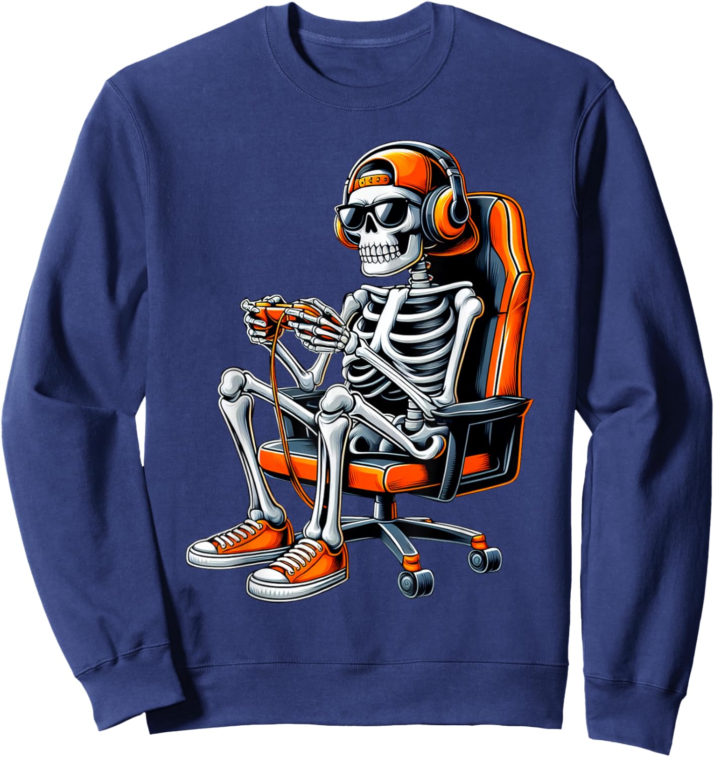 Halloween Skeleton Gamer Video Gaming Boys Men Kids Gamer Sweatshirt - Sweatshirt | Navy
