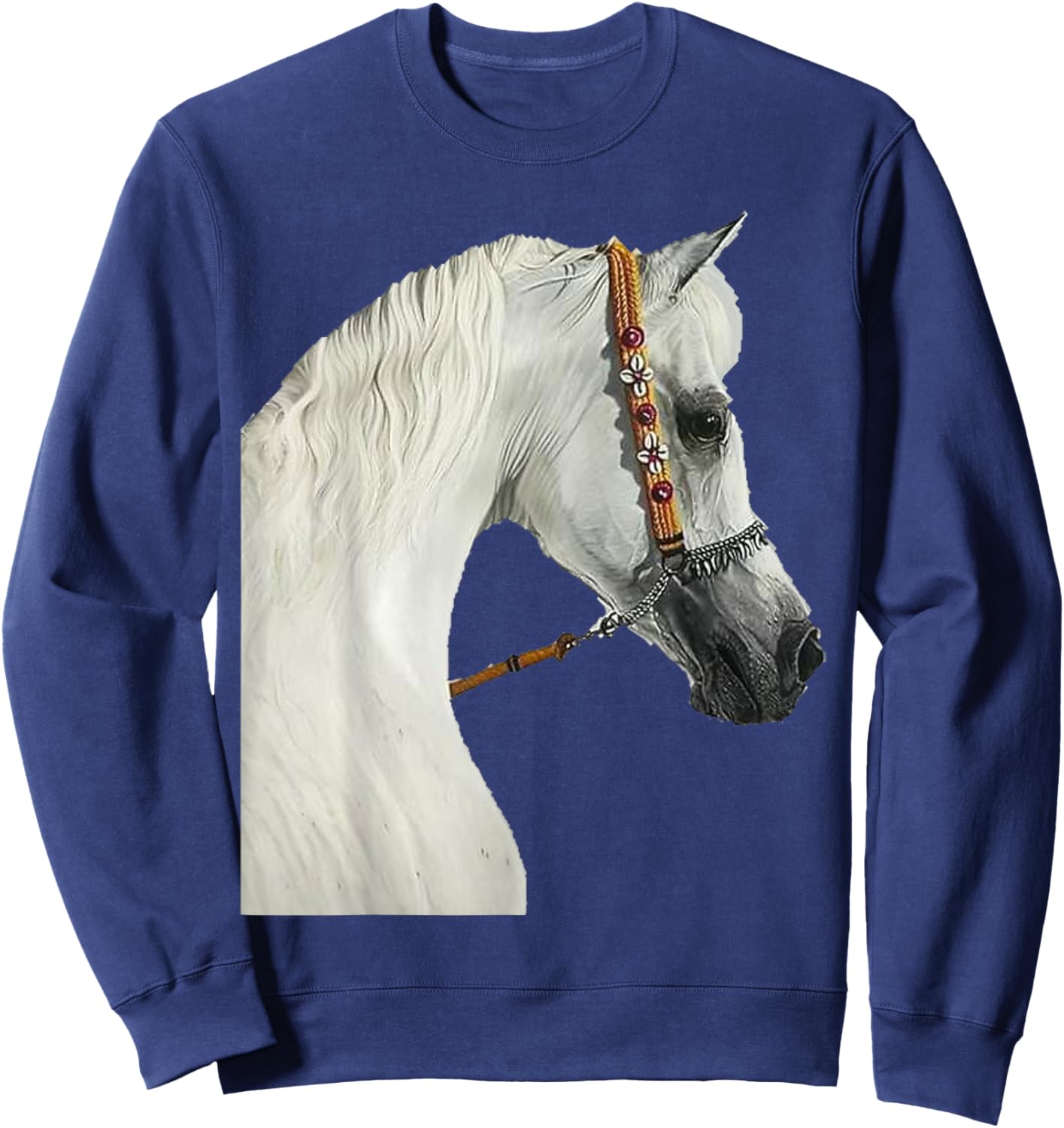 Arabian Horse White Horse Majestic Luxurious Fancy Arabic Sweatshirt - Sweatshirt | Navy