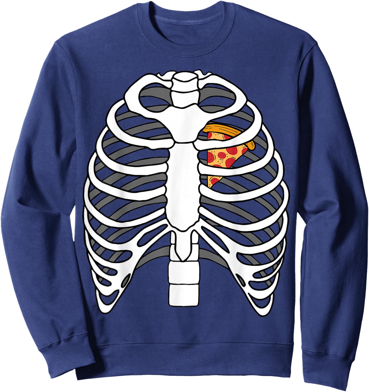 Skeleton Rib Pizza Heart Costume Easy Food Halloween Gifts Sweatshirt - Sweatshirt | Navy