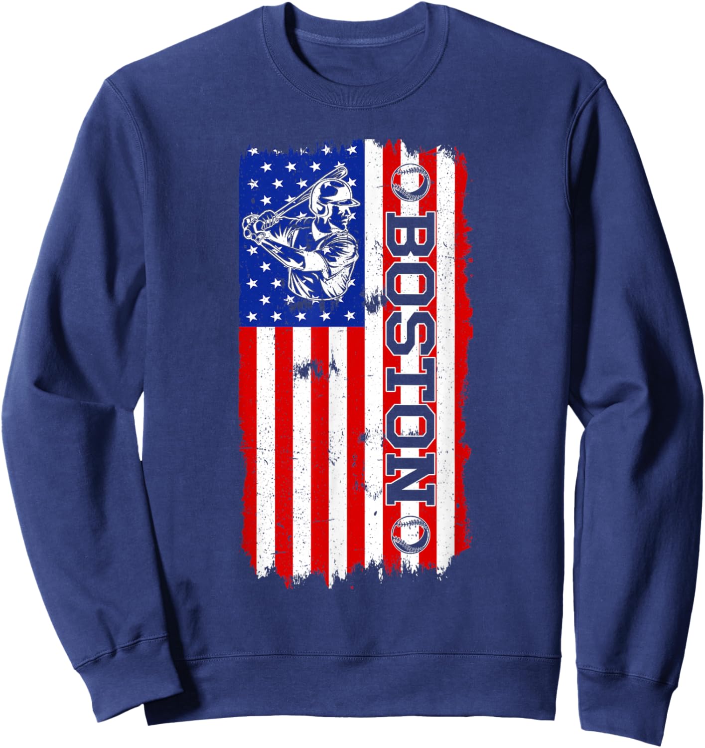 Vintage Style Boston Baseball and Men Sweatshirt - Sweatshirt | Navy