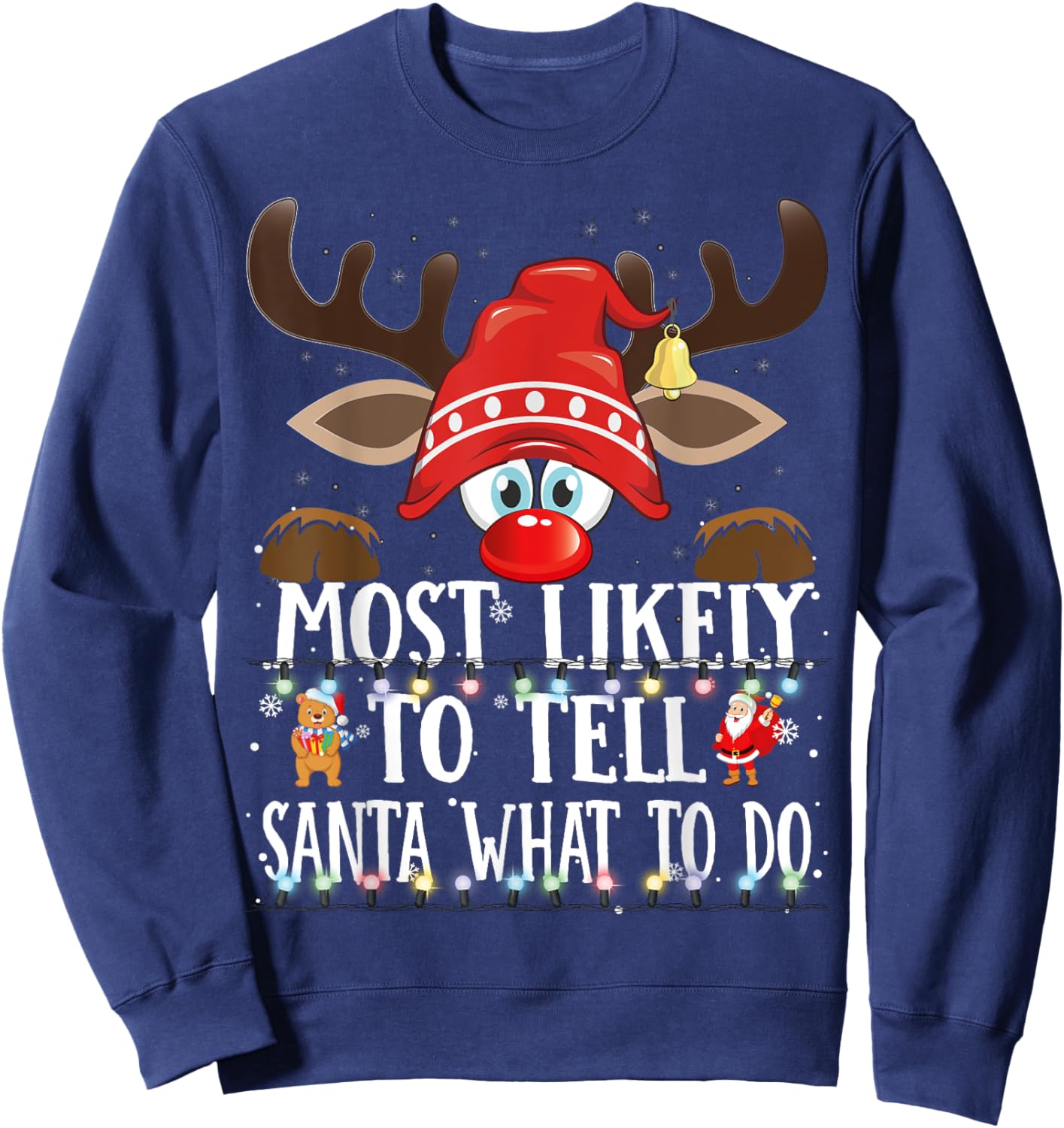 Christmas Matching Most Likely to Tell Santa What to Do PJS Sweatshirt - Sweatshirt | Navy