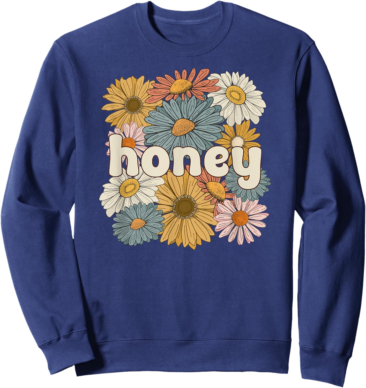 Groovy Honey Grandmother Flowers Honey Grandma Sweatshirt - Sweatshirt | Navy