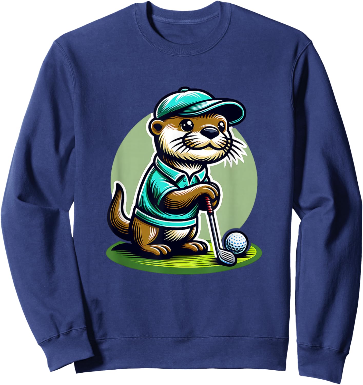 Retired Otter Golfer On Golf Course With Golfclub Sweatshirt - Sweatshirt | Navy