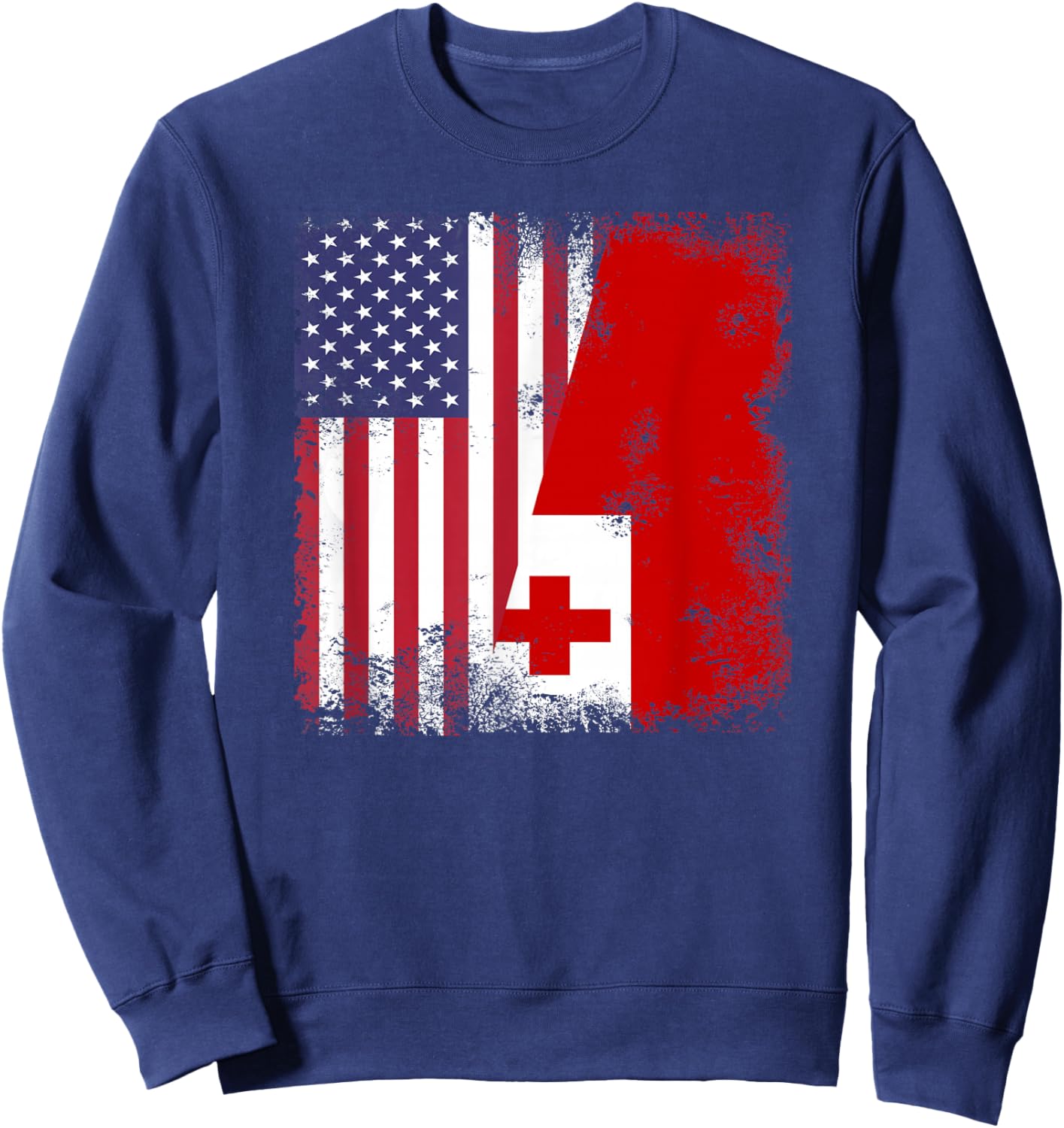Half Tongan Flag | Vintage Tonga USA Gift Sweatshirt - Sweatshirt | Navy