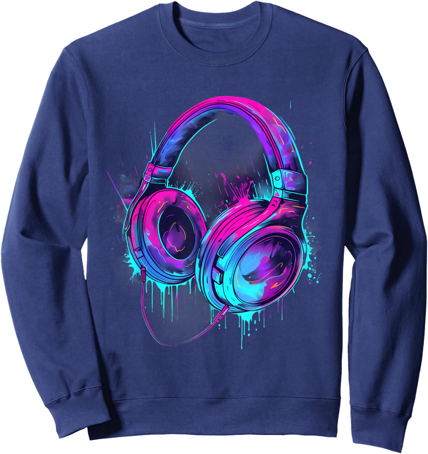 Headphones Music DJ Music Lover Music Headphones EDM Splash Sweatshirt - Sweatshirt | Navy