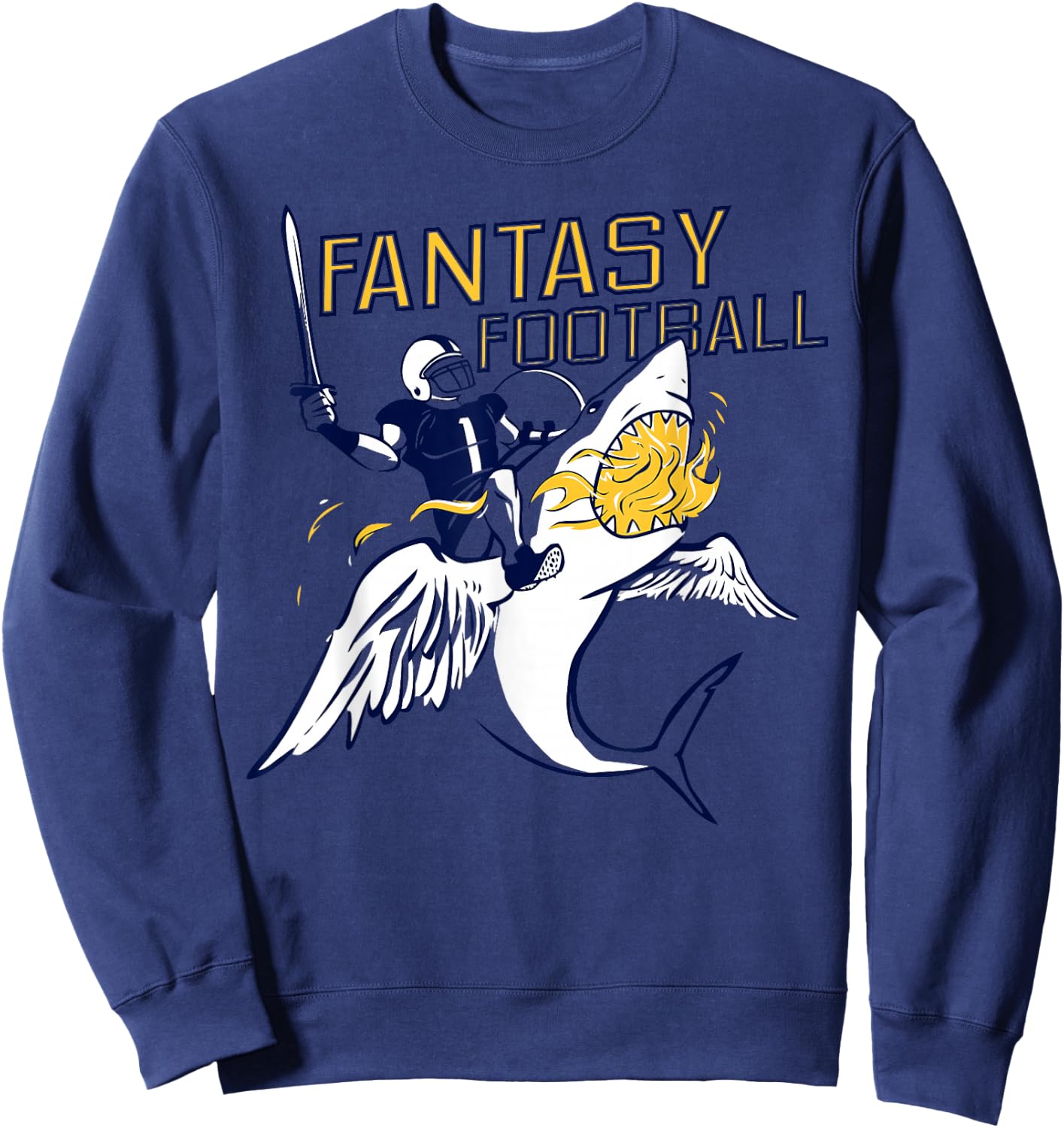 Fantasy Football Shark Funny Draft Sweatshirt - Sweatshirt | Navy