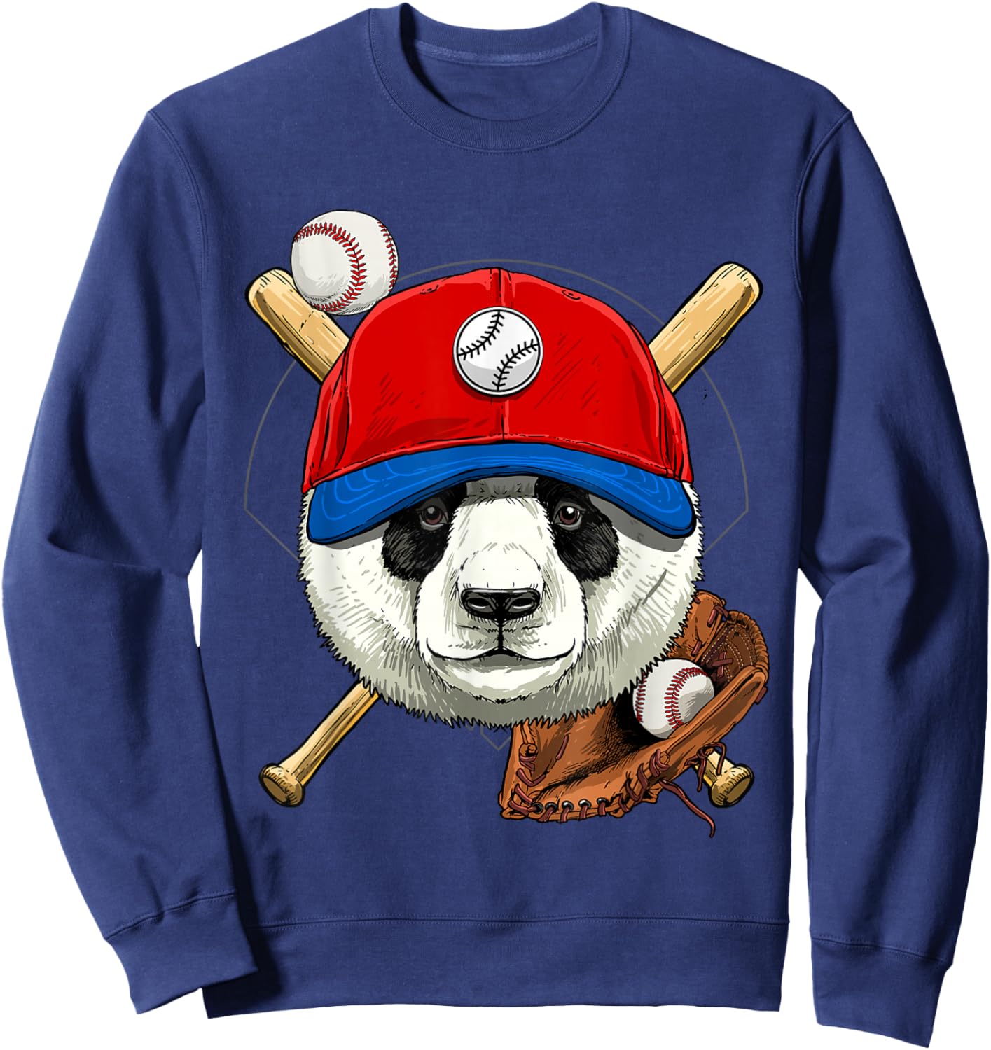 Panda Baseball Panda Lovers Baseball Player Sweatshirt - Sweatshirt | Navy