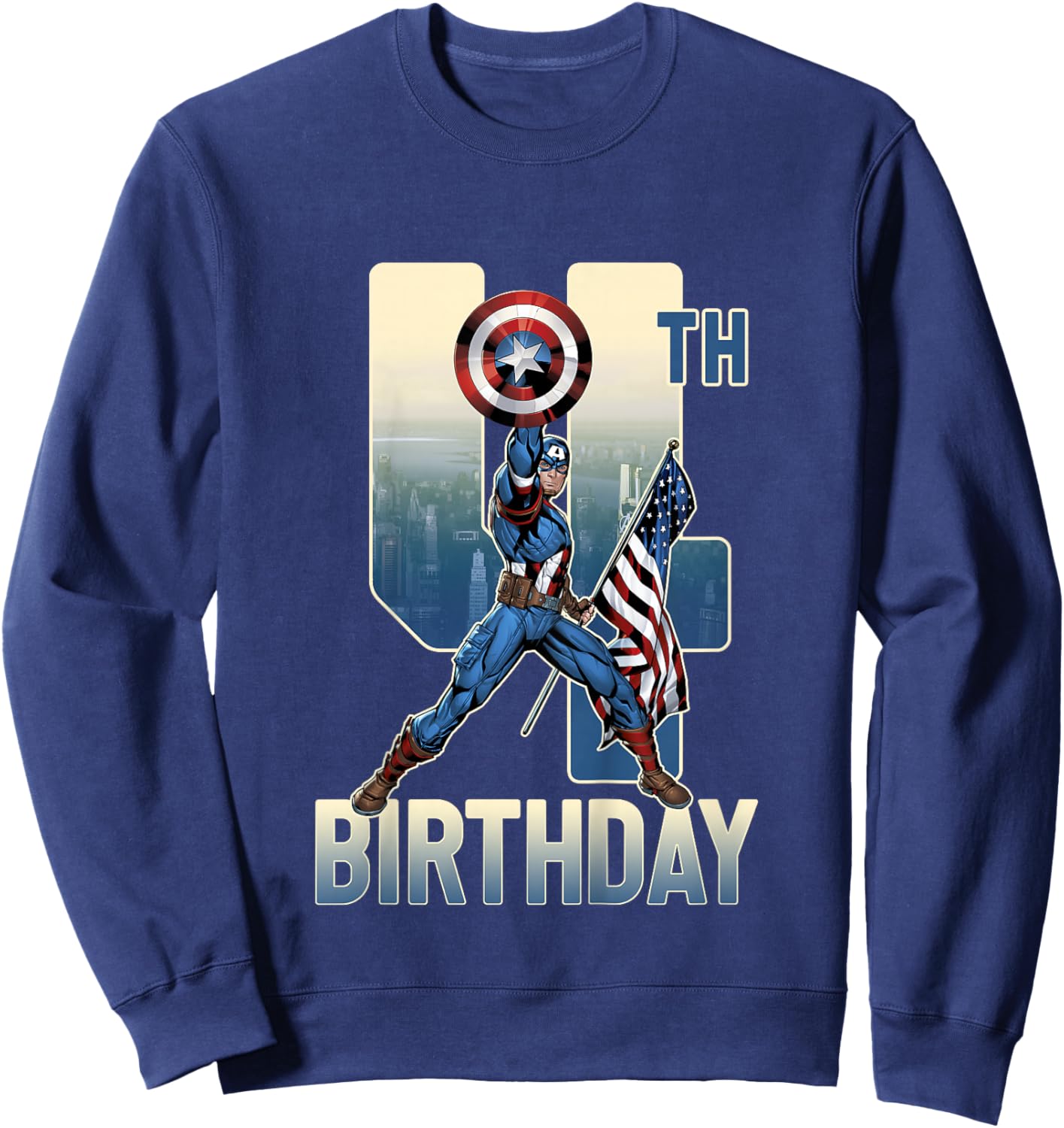Kids Marvel Avengers Classic Captain America Epic 4th Birthday Sweatshirt - Sweatshirt | Navy