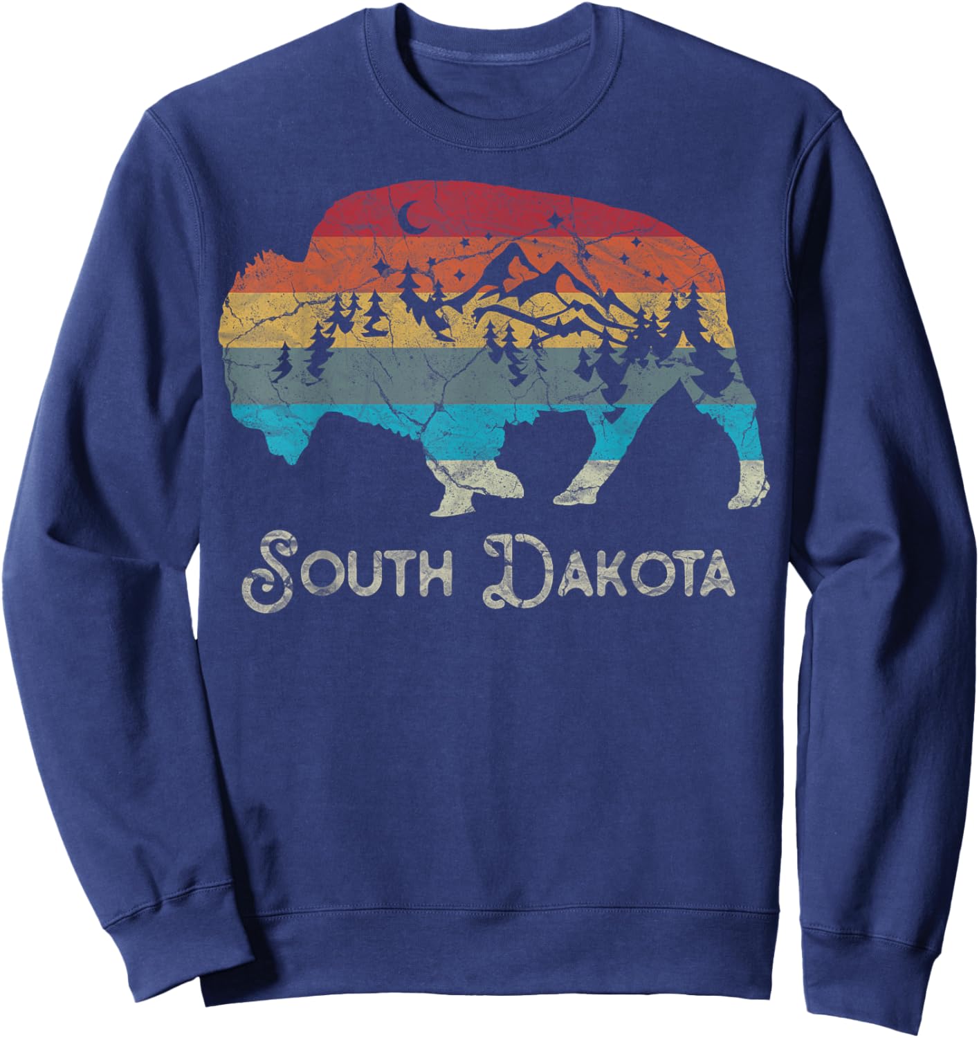 Buffalo South Dakota The Mount Rushmore State National Parks Sweatshirt - Sweatshirt | Navy