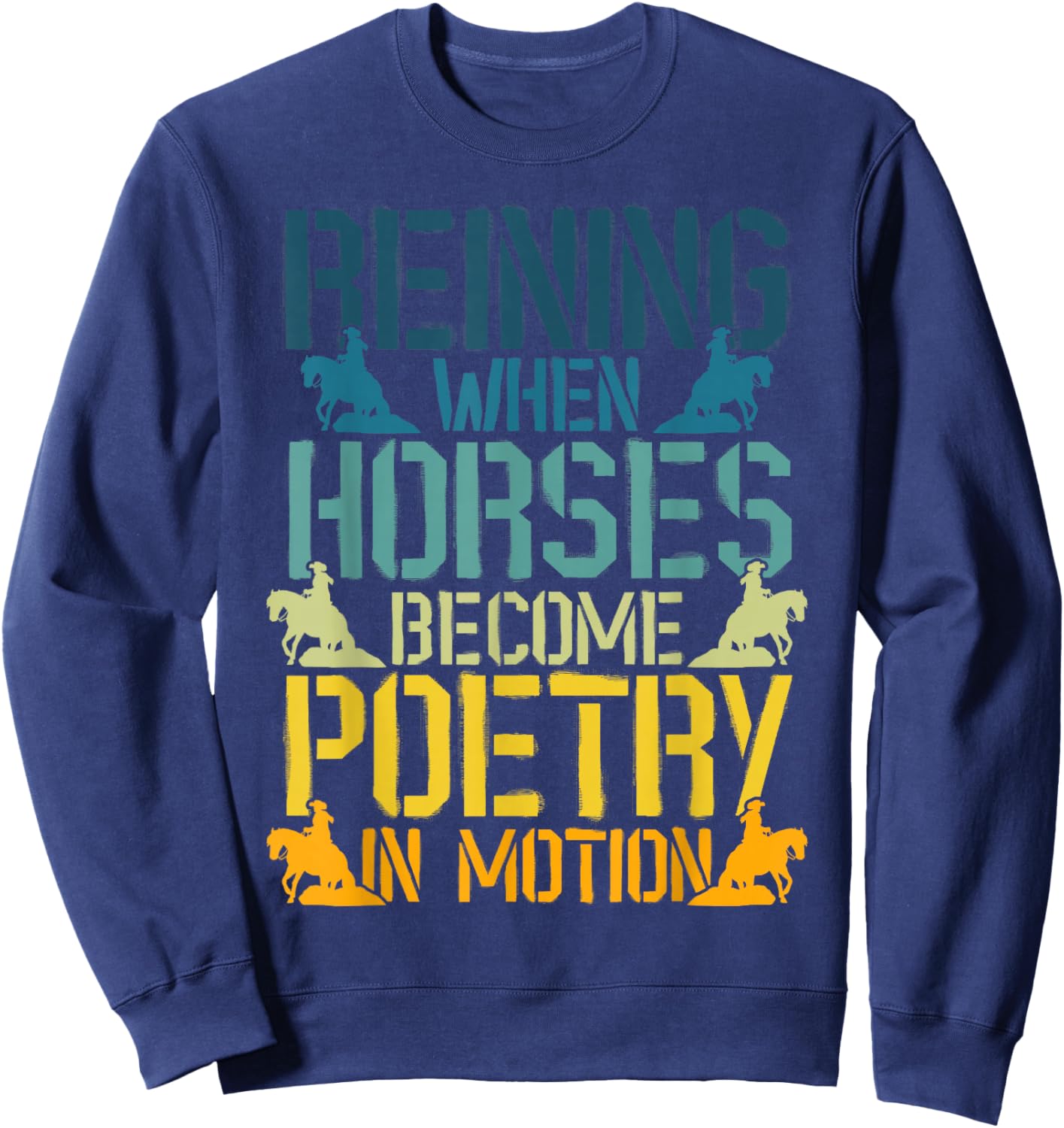 Sliding Stop Reining Horse Equestrian Western Riding Sweatshirt - Sweatshirt | Navy