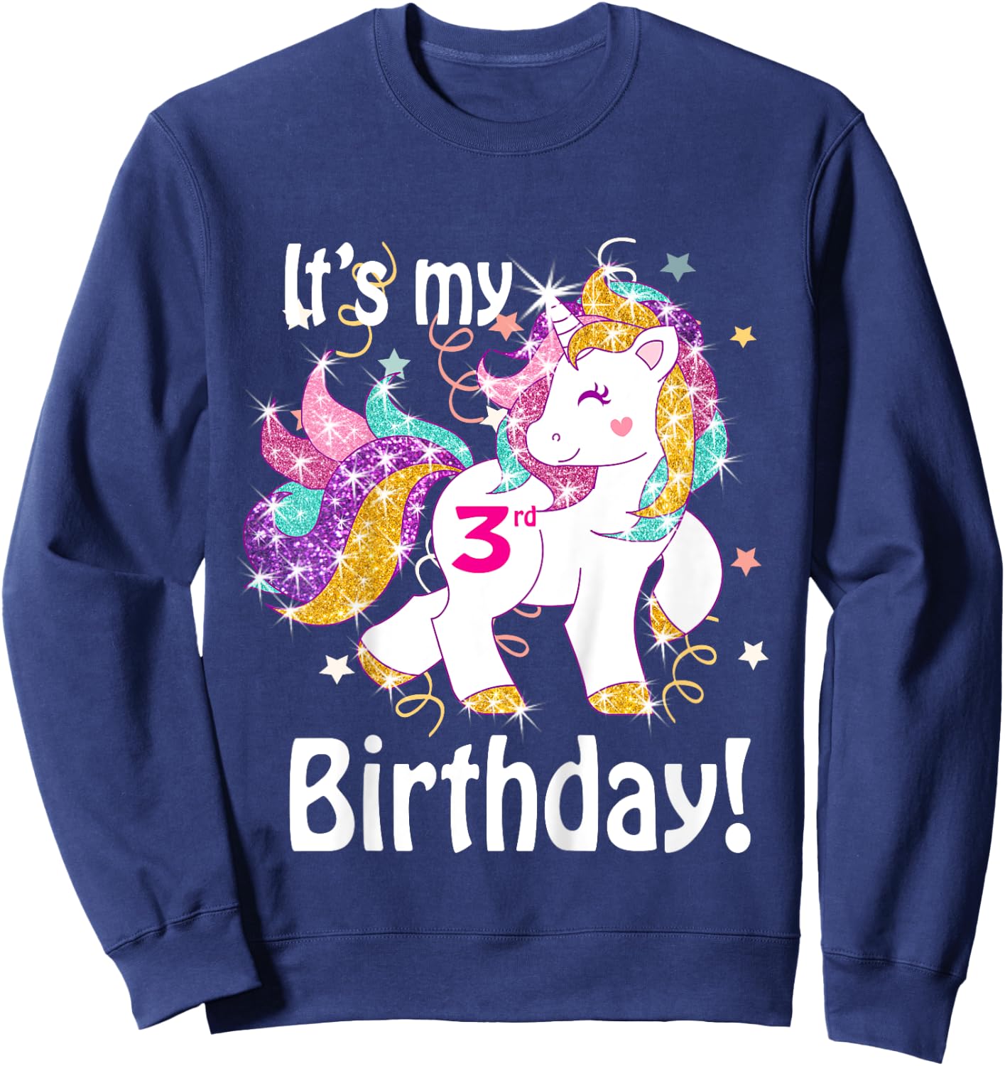 Its my 3rd Birthday (3 year old) unicorn Birthday shirt gift Sweatshirt - Sweatshirt | Navy
