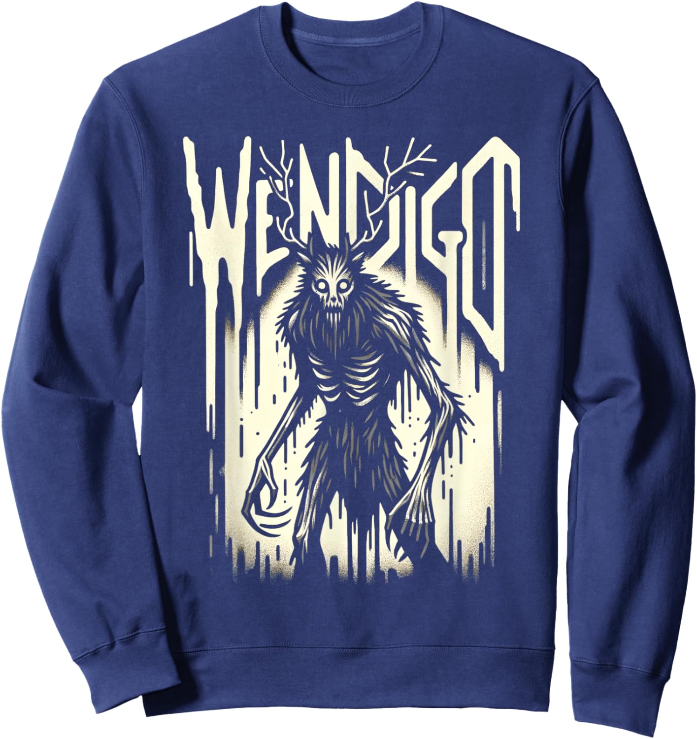 Evil Horror Monster Cryptozoology Cryptid Wendigo Sweatshirt - Sweatshirt | Navy