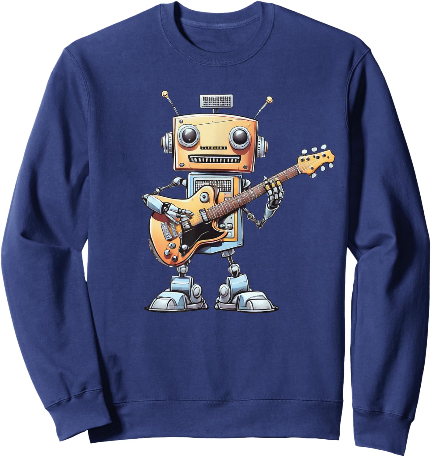 Funny Guitarist Robot Guitar Player Musician Robotics Gift Sweatshirt - Sweatshirt | Navy