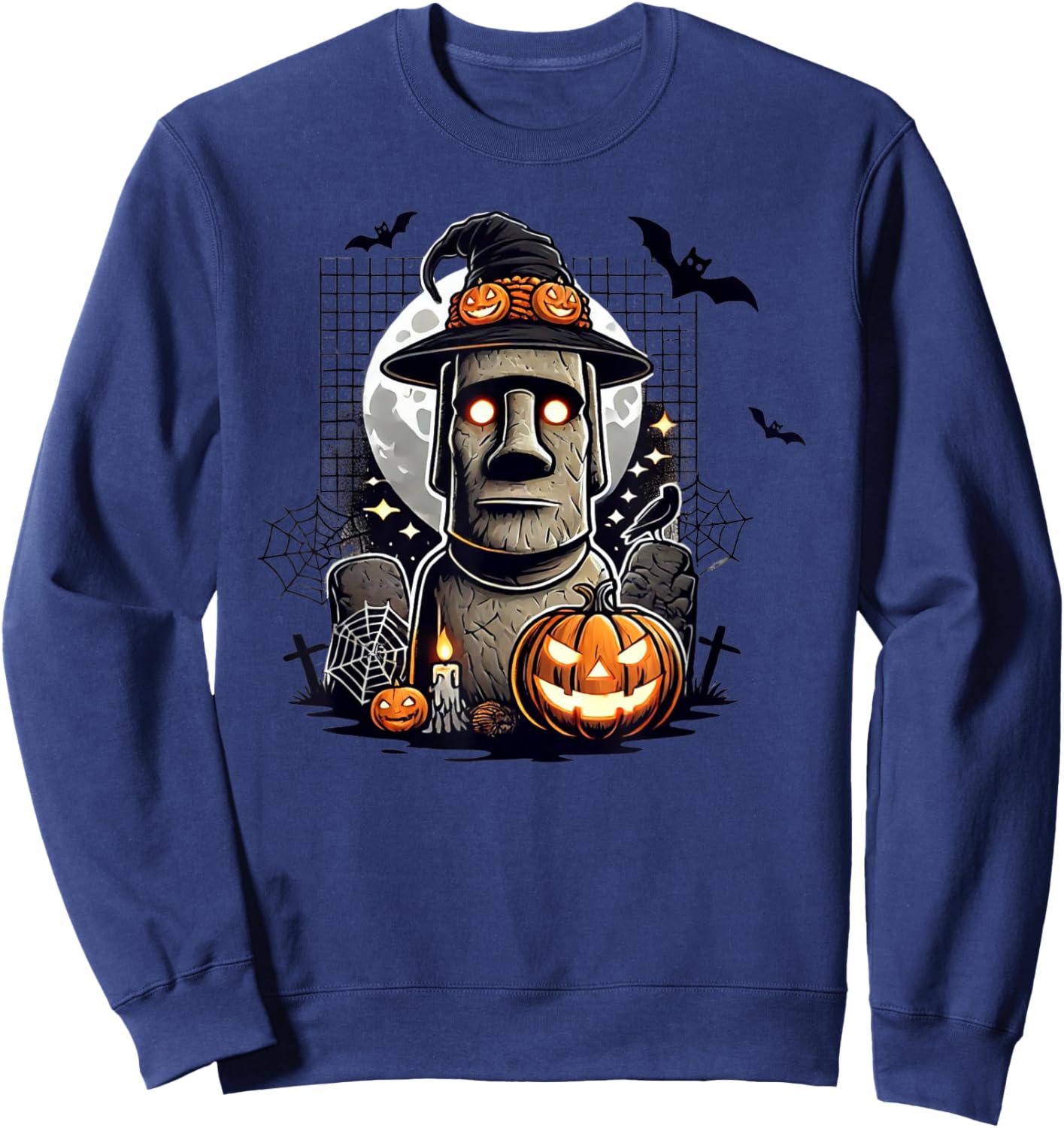 Halloween Moai Statue Ancient Culture Sweatshirt - Sweatshirt | Navy
