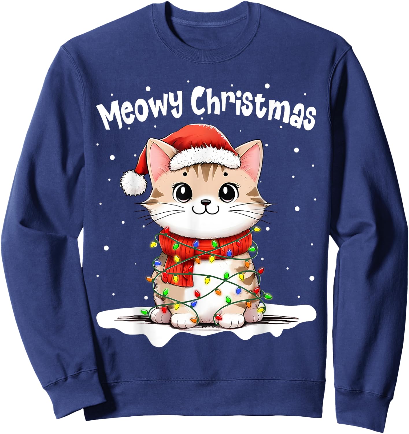 Meowy Catmas Cat Christmas Cute Kitten Cat Santa Xmas Family Women Kids Sweatshirt - Sweatshirt | Navy