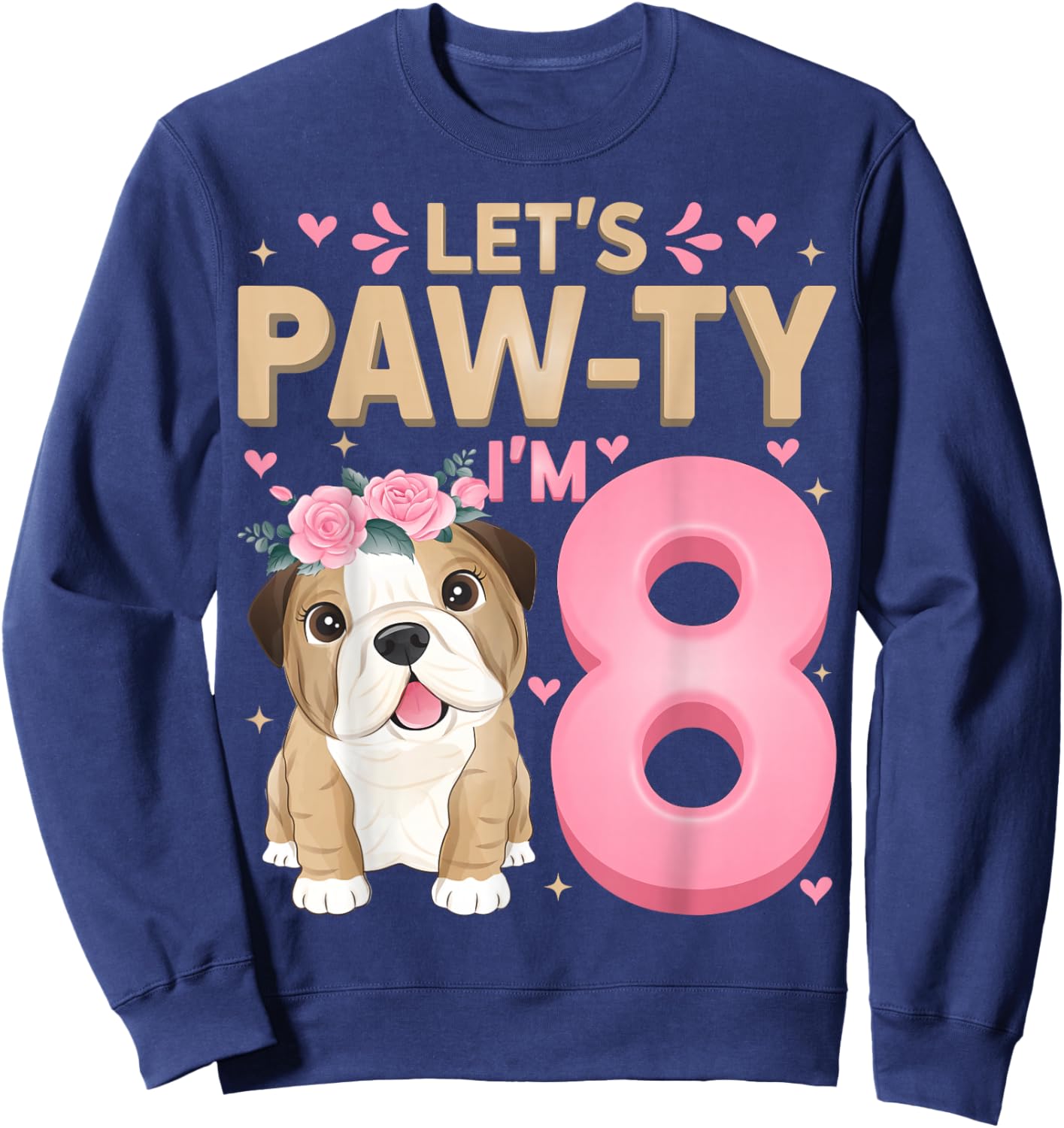 Let's Paw-ty I'm 8 Cute Puppy Dog 8th Birthday Party Sweatshirt - Sweatshirt | Navy