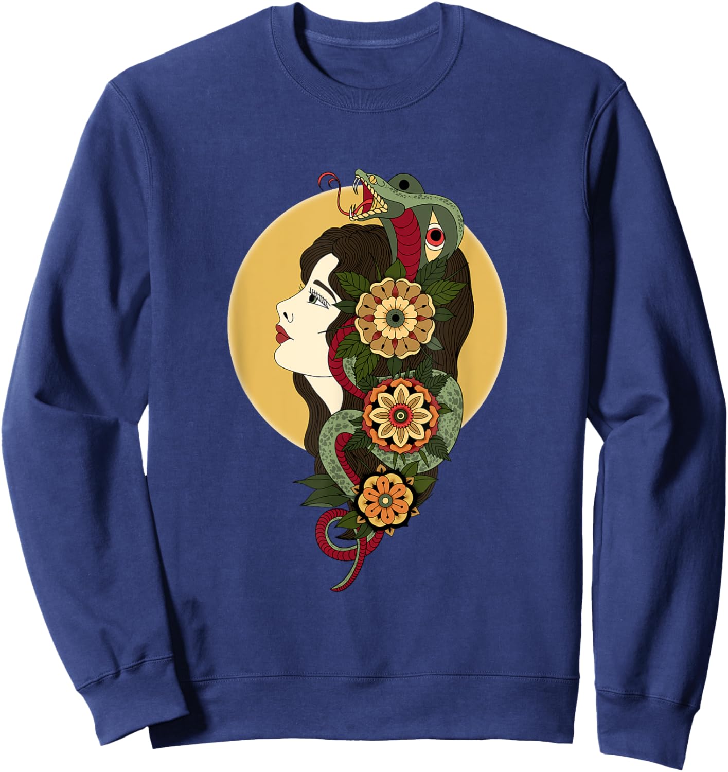 American Traditional Lady Head Tattoo Sweatshirt - Sweatshirt | Navy