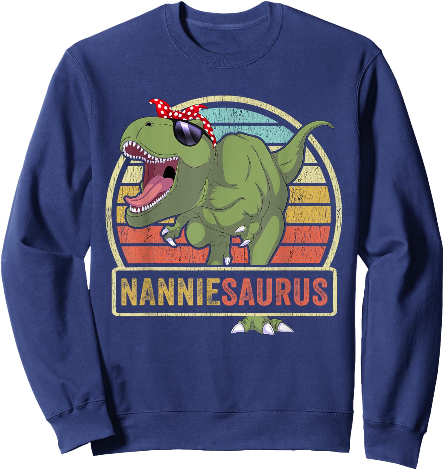 Nanniesaurus Dinosaur Nannie Saurus Family Matching Sweatshirt - Sweatshirt | Navy