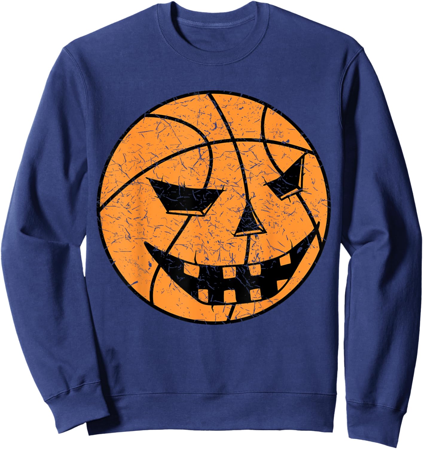 Boys Halloween Jack O Lantern Basketball Player Coach Sweatshirt - Sweatshirt | Navy
