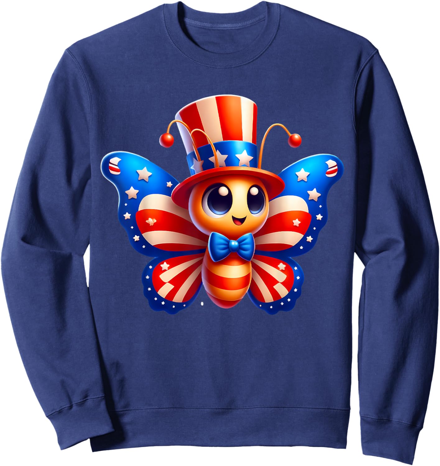 Butterfly Happy 4th of July Independence Day Men Women Kids Sweatshirt - Sweatshirt | Navy