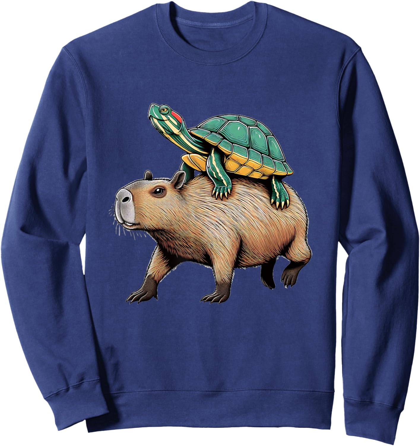 Turtle Riding Capybara Sweatshirt - Sweatshirt | Navy