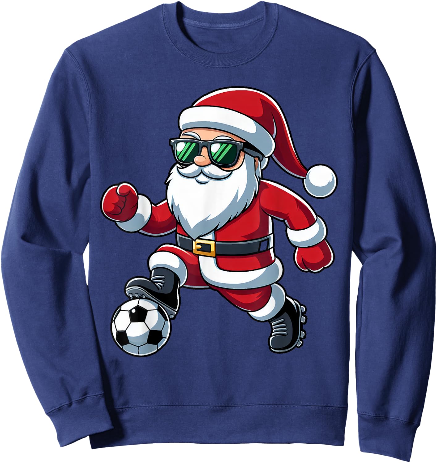 Christmas Santa Claus Play A Soccer Funny Boys Kids Xmas Sweatshirt - Sweatshirt | Navy