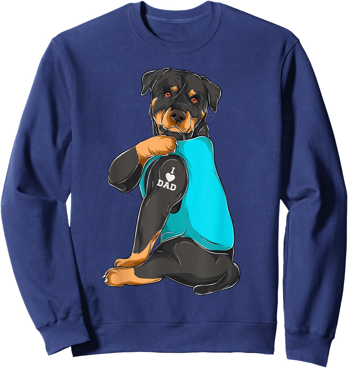 Rottweiler I Love Dad Tattoo Apparel, Dog Dad Gifts Dads Sweatshirt - Sweatshirt | Navy