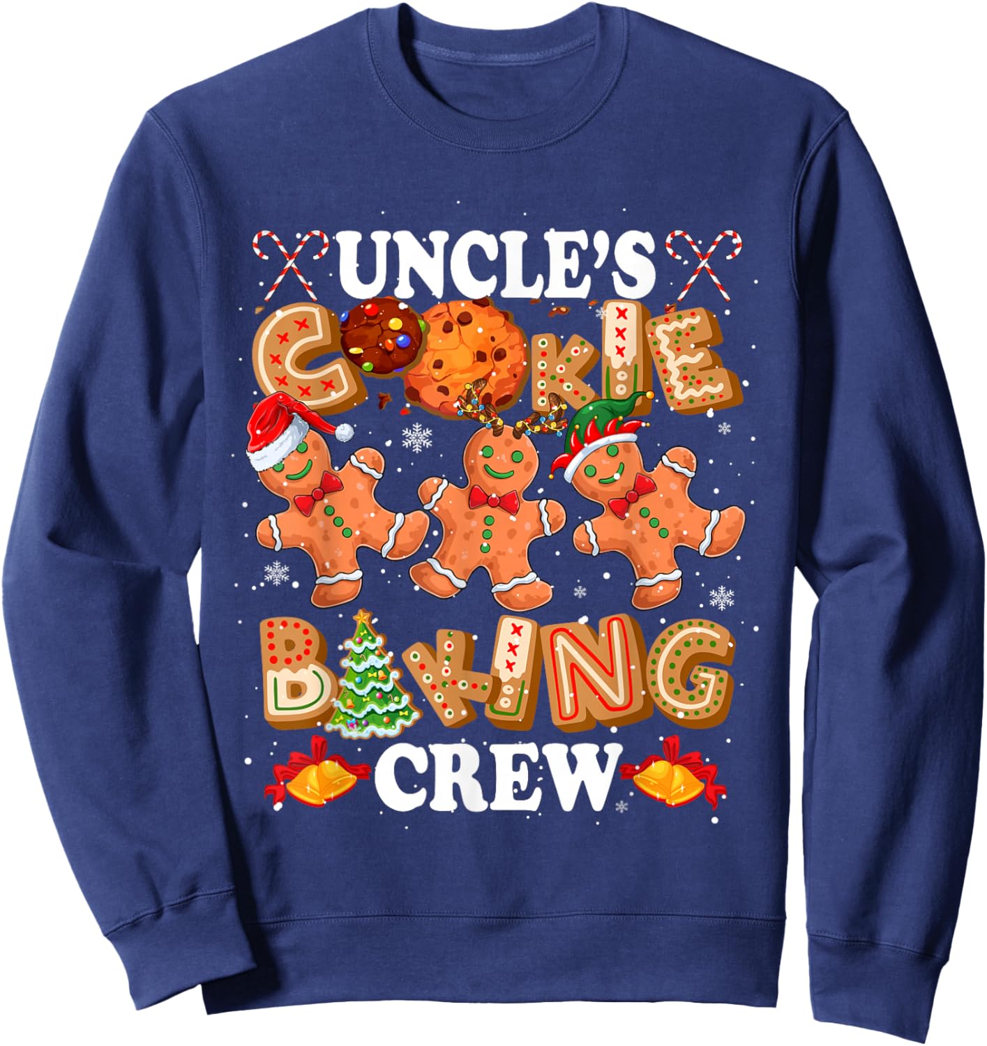 Uncle's Xmas Cookie Baking Crew Three Santa Gingerbreads Sweatshirt - Sweatshirt | Navy