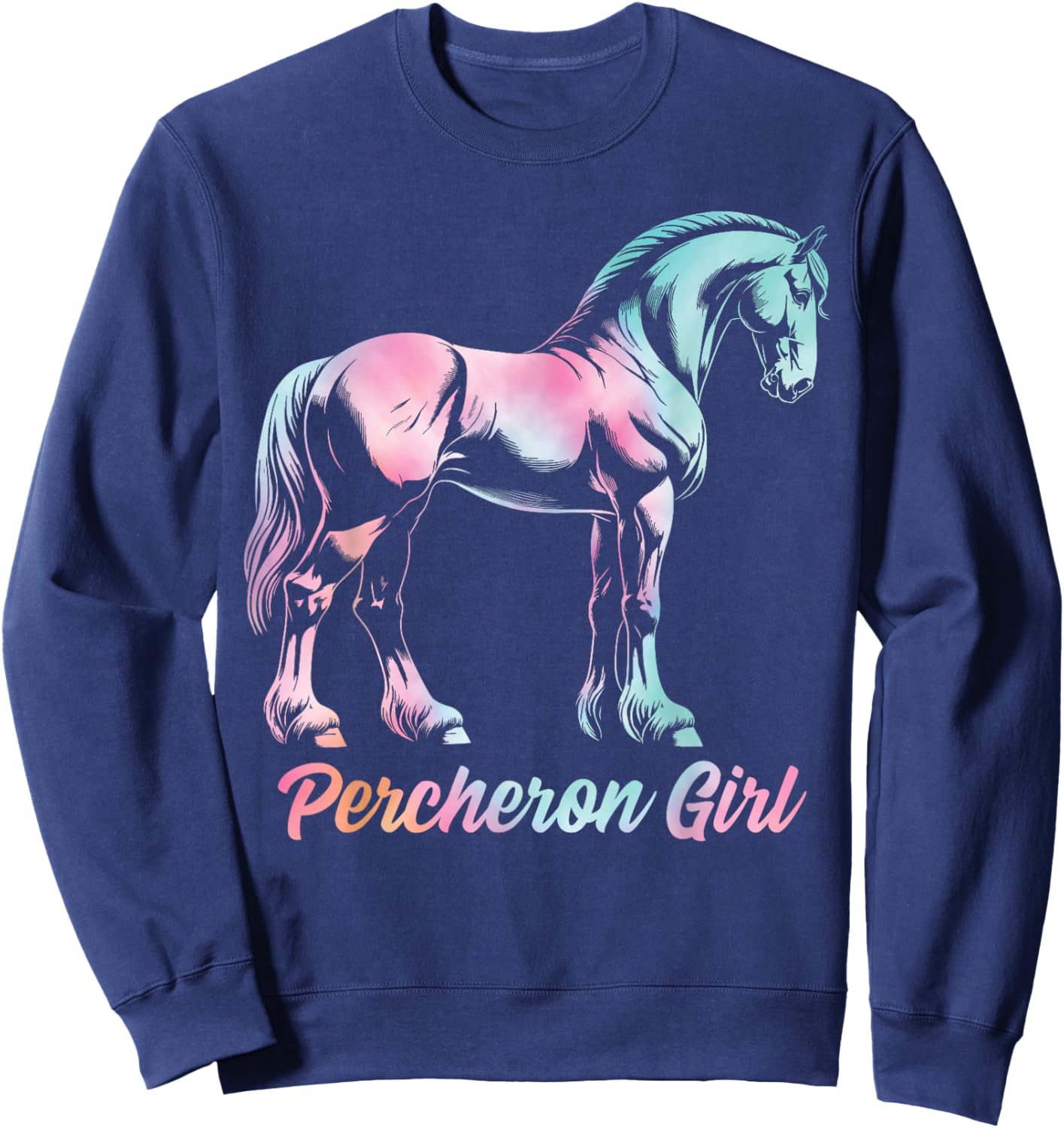 Percheron Horse Girl, Equestrian Percheron Horse Sweatshirt - Sweatshirt | Navy