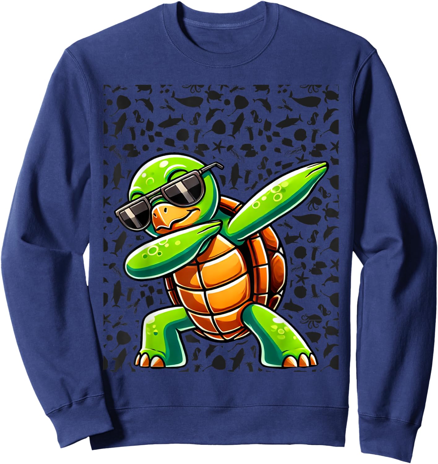 Dabbing Sea Turtle Animal Lover Save The Turtles Sweatshirt - Sweatshirt | Navy
