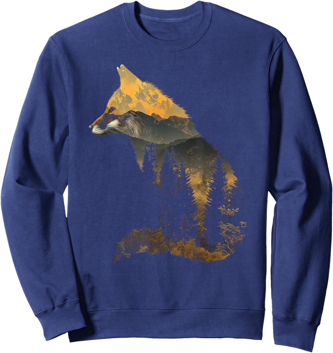 Fox Forest Nature Lover Mountains Hiking Camping Bushcraft Sweatshirt - Sweatshirt | Navy