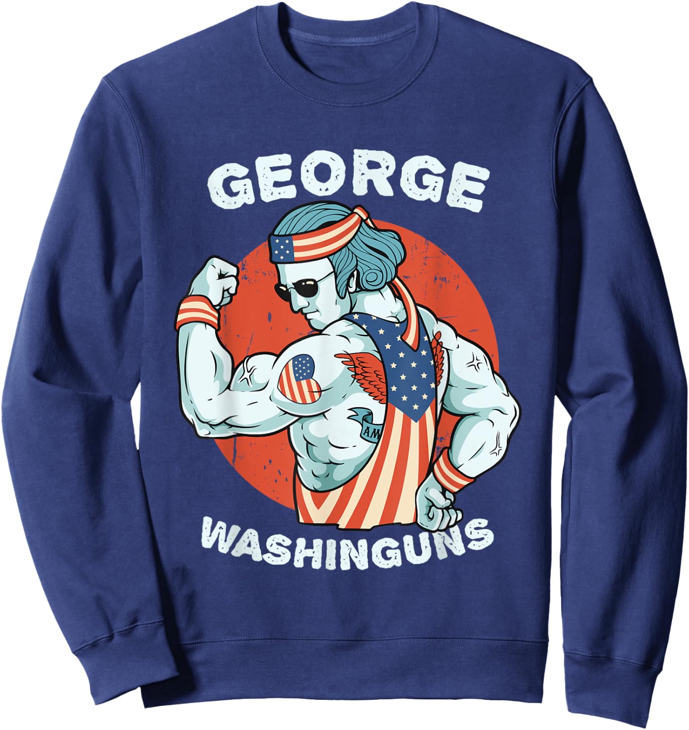 Funny George Washinguns Workout Patriotic 4th of July Men Sweatshirt - Sweatshirt | Navy