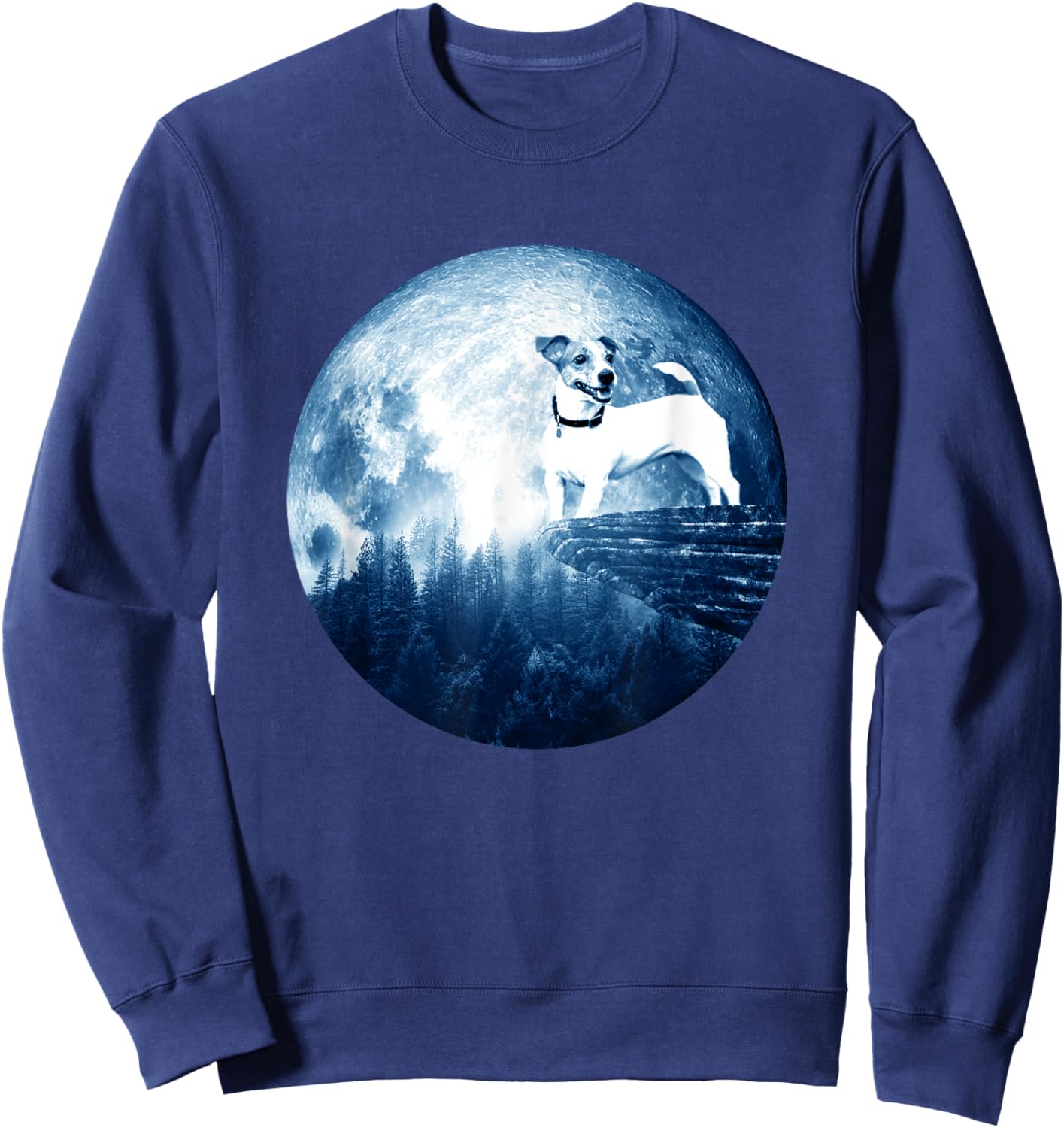 Jack Russell Terrier Dog Moon Dog Mom Dad Dog Lovers Women Kids Sweatshirt - Sweatshirt | Navy