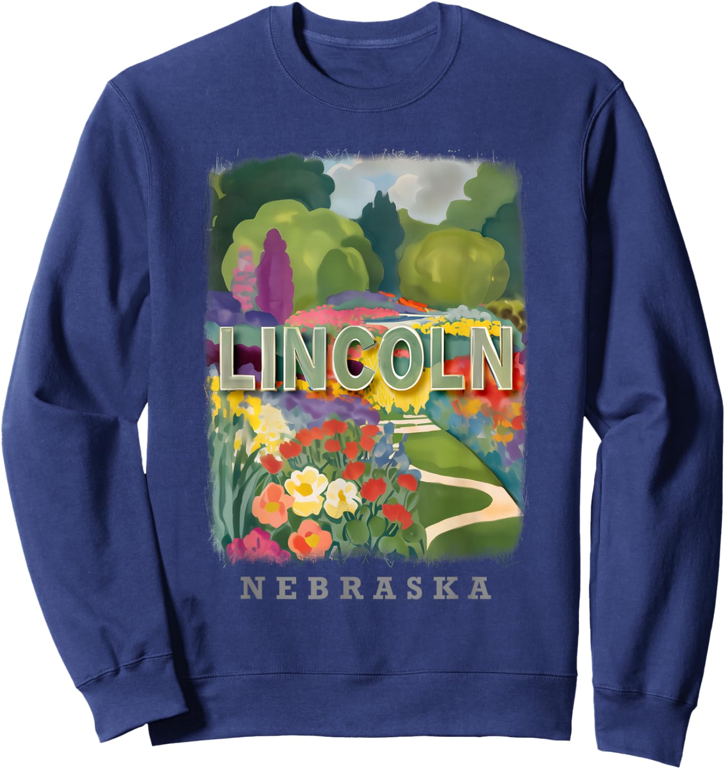 Lincoln Nebraska NE Sunken Gardens Splendor SD693 Sweatshirt - Sweatshirt | Navy