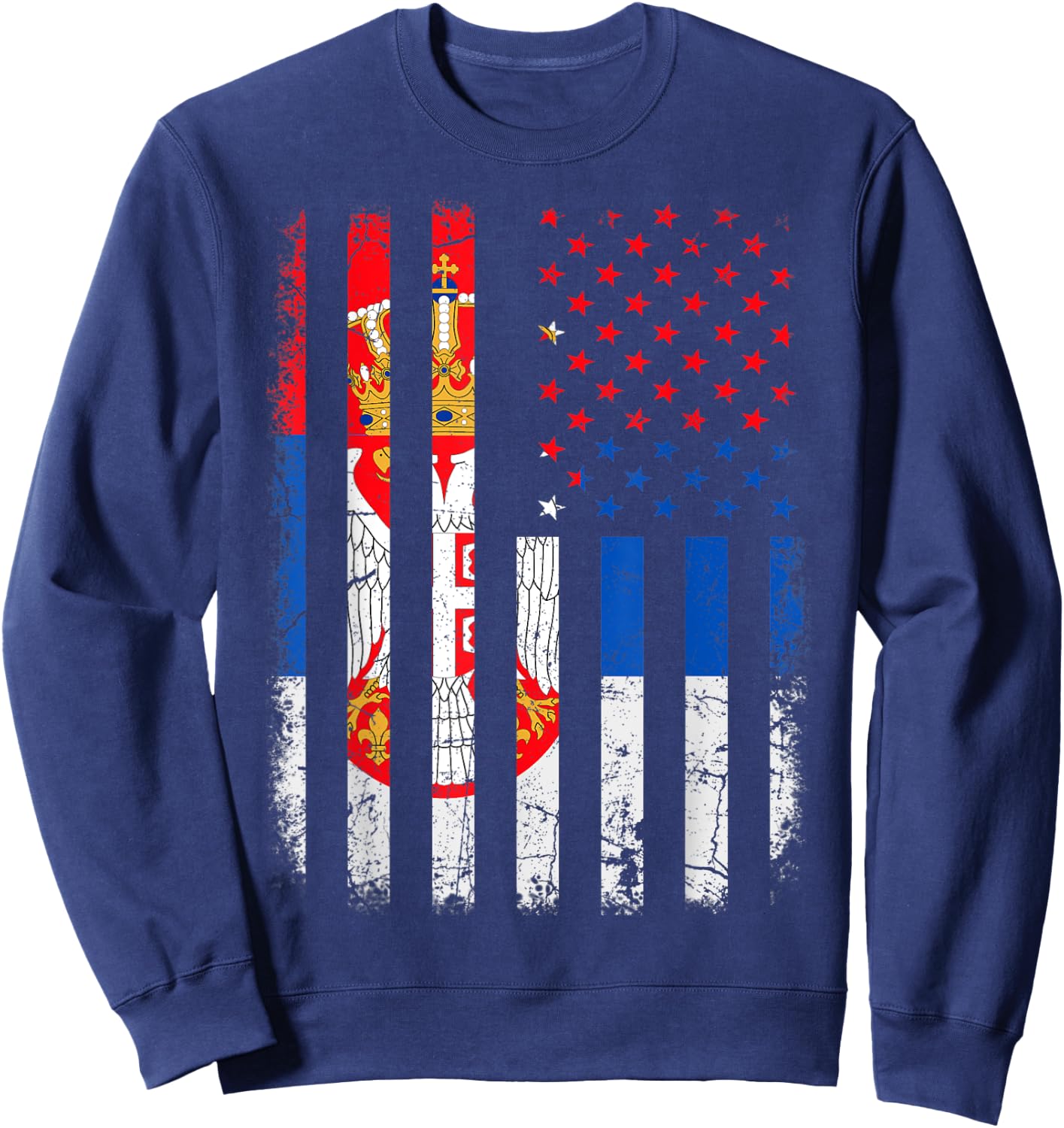 Serbian American Flag Serbia America Pride Heritage Sweatshirt - Sweatshirt | Navy