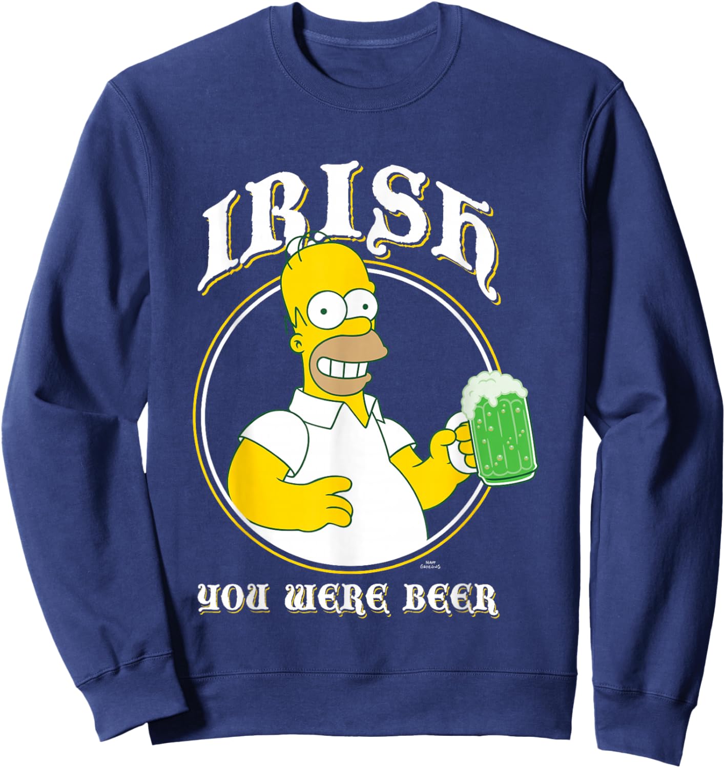 The Simpsons St. Patrick's Day Homer Irish You Were Beer Sweatshirt - Sweatshirt | Navy