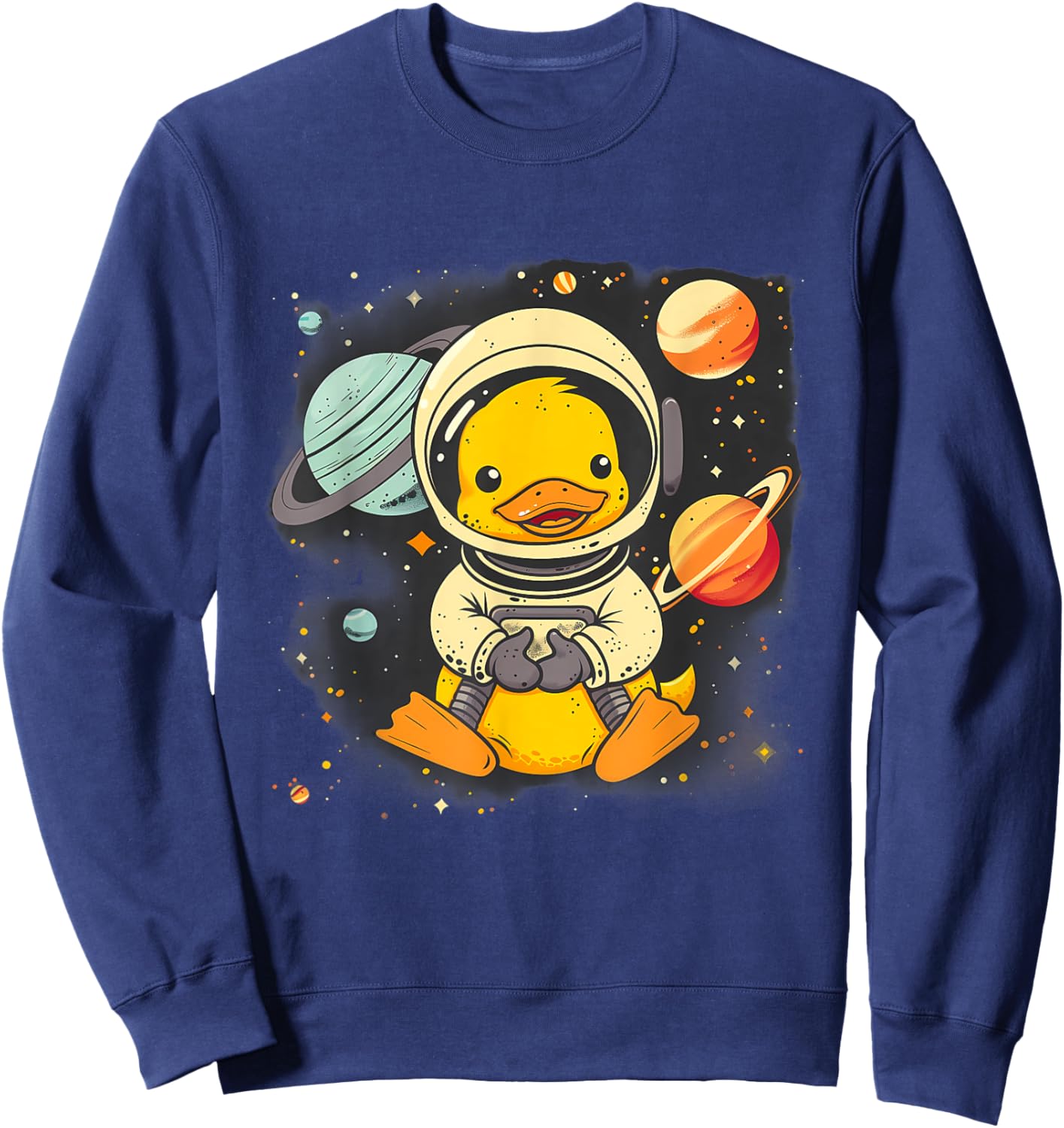 Rubber Duck Planet Astronaut Science Space Rubber Duck Lover Sweatshirt - Sweatshirt | Navy
