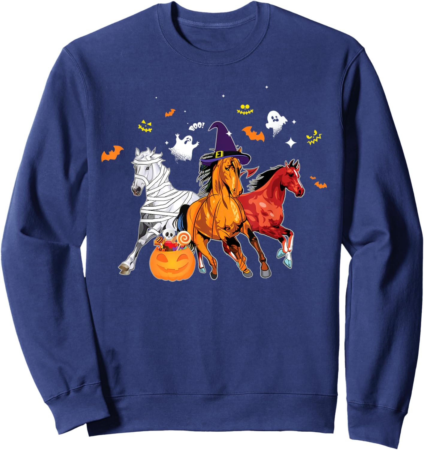 Horse Mummy Witch Halloween Horror Gift Horse Lover Sweatshirt - Sweatshirt | Navy