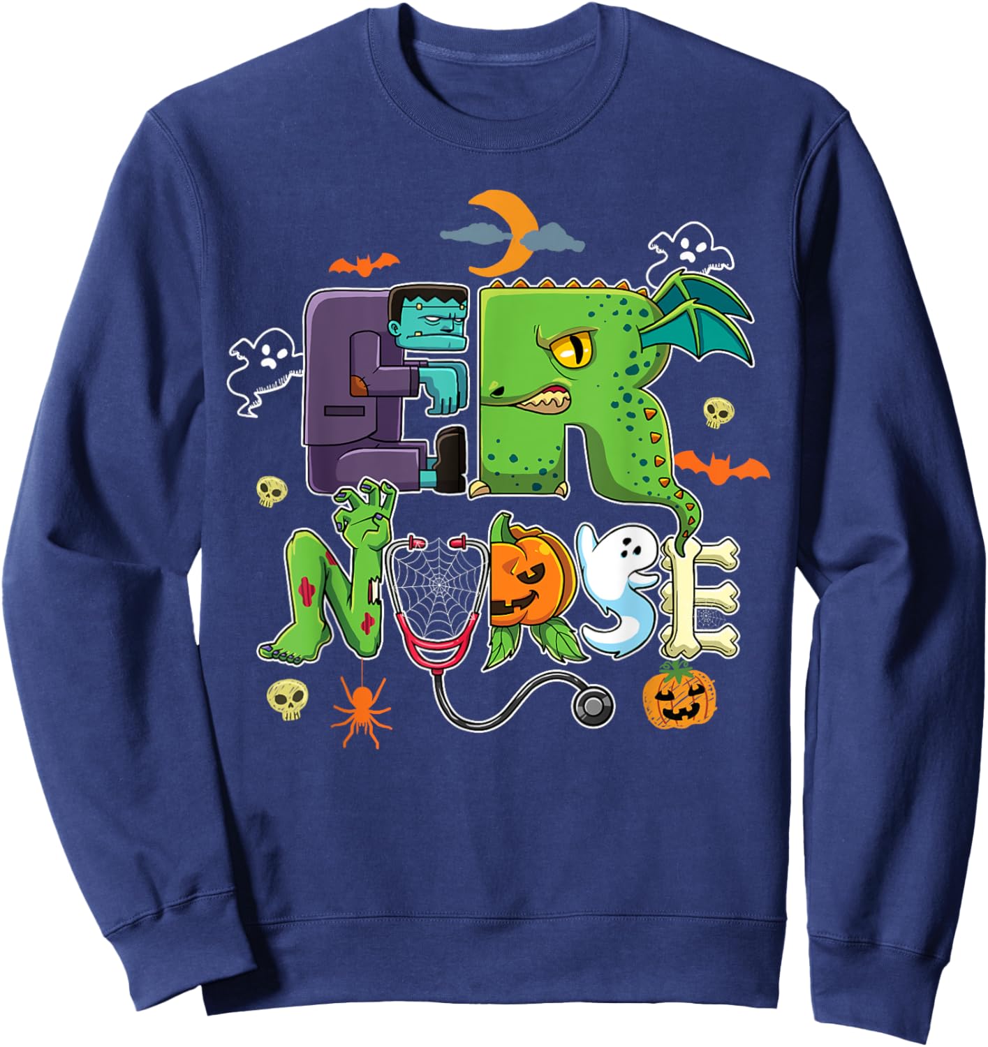 Halloween ER Nurse Emergency Room Department Spooky Costume Sweatshirt - Sweatshirt | Navy