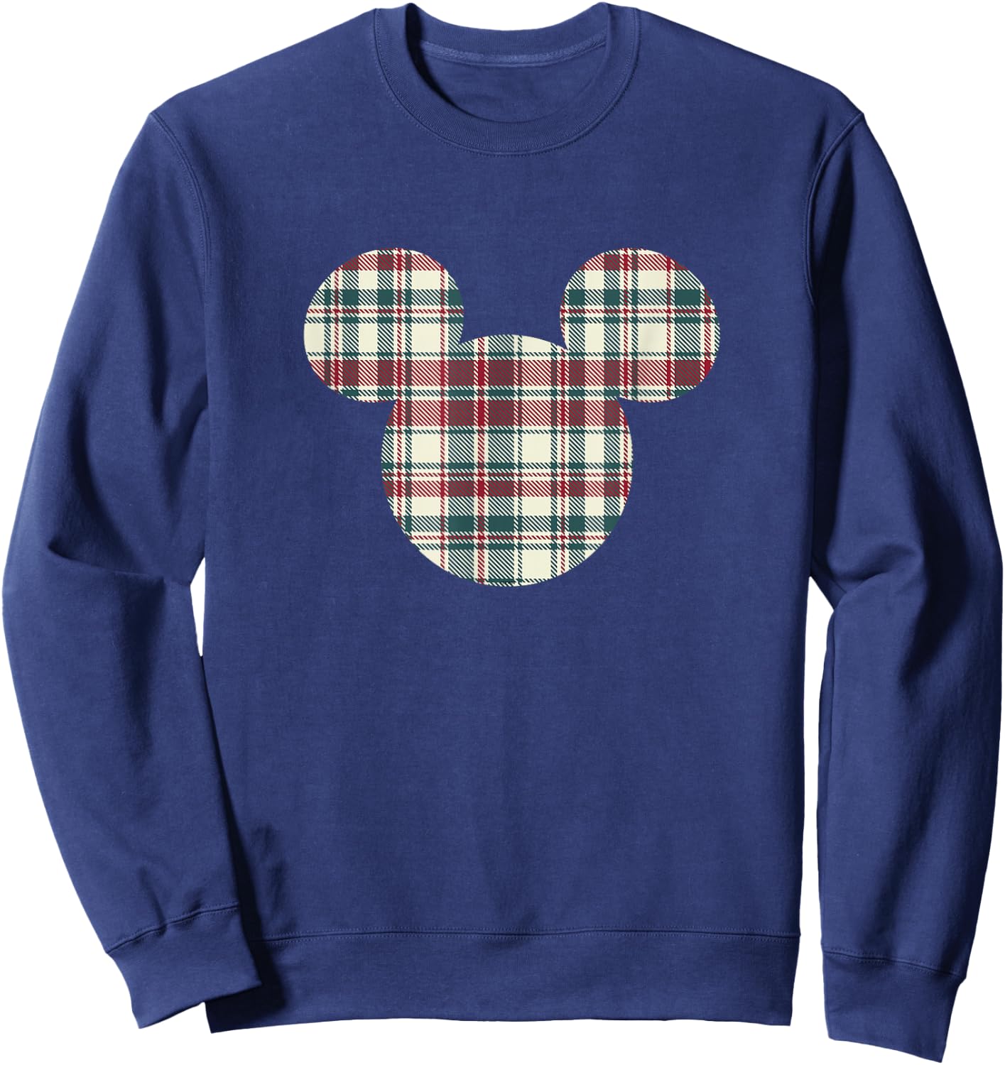 Disney Mickey Mouse Head Icon Christmas Holiday Plaid Sweatshirt - Sweatshirt | Navy