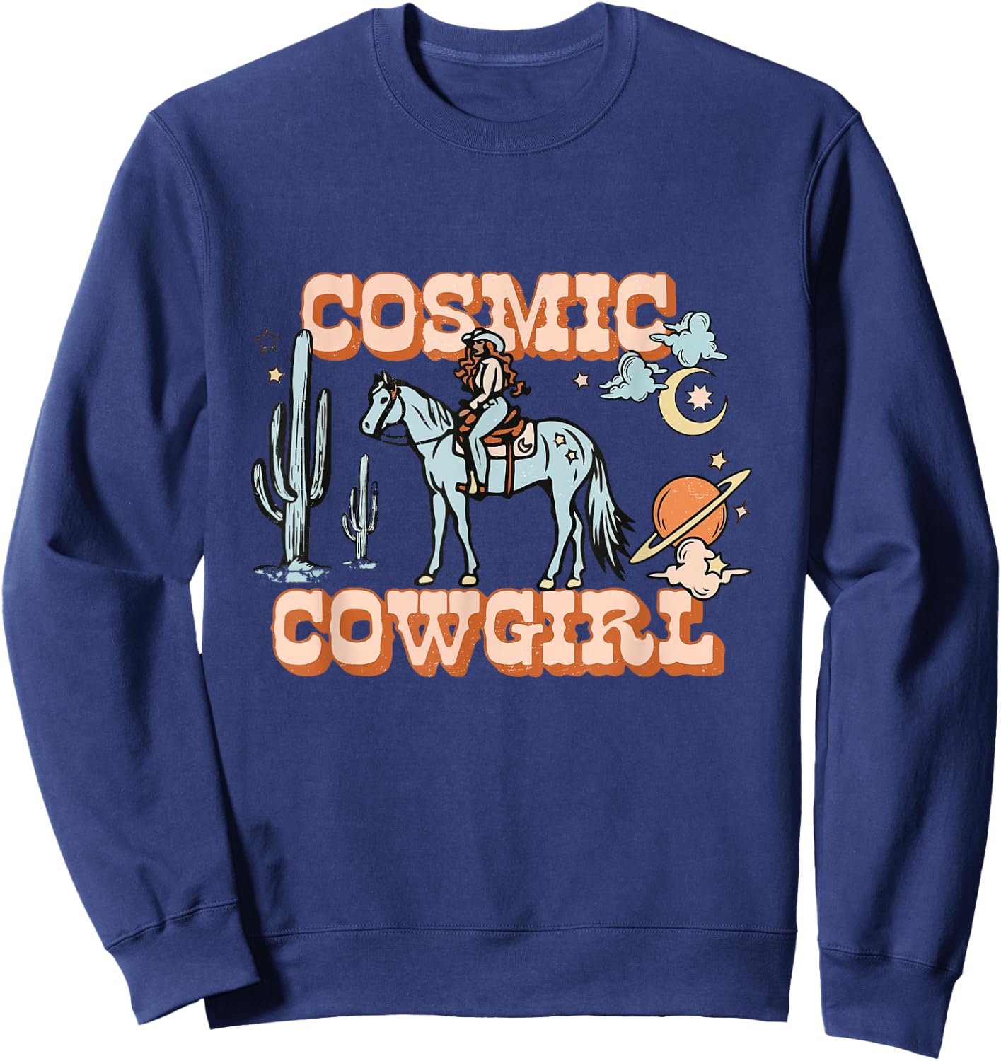 Cosmic Space Desert Cowgirl Shirt Sweatshirt - Sweatshirt | Navy