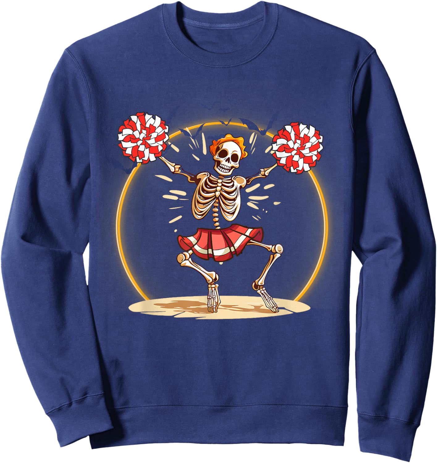 Cheerleading Skeleton Halloween Cheer Skeleton Cheerleader Sweatshirt - Sweatshirt | Navy