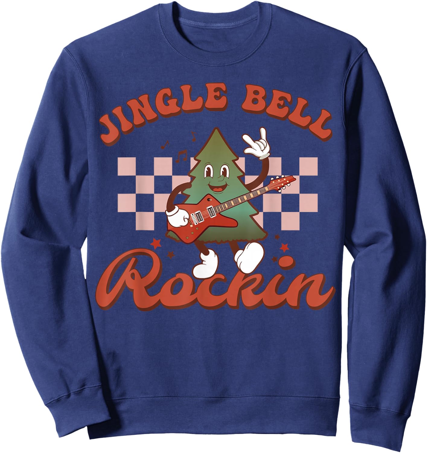Jingle Bell Rocking Cute Christmas Rock n Roll Guitar Retro Sweatshirt - Sweatshirt | Navy